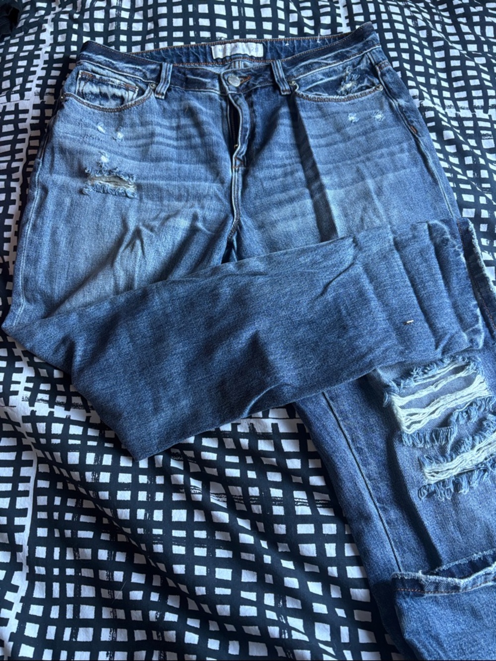 Miss Me Distressed Dark Blue Boyfriend Jeans